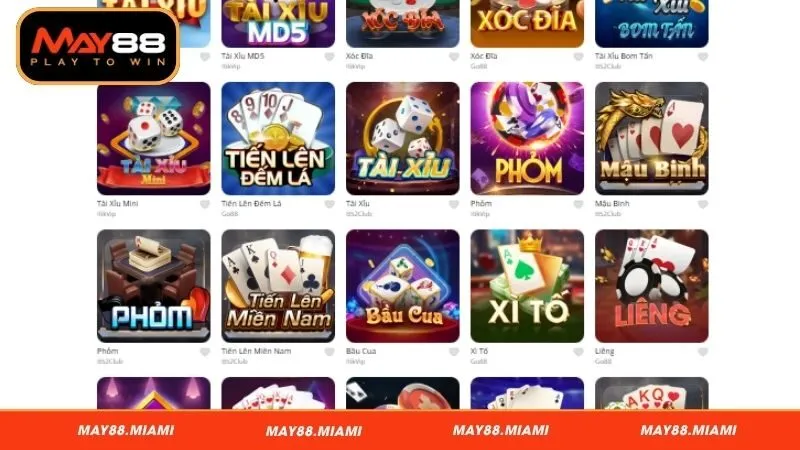 Điểm mặt game bài đang được yêu thích tại May88