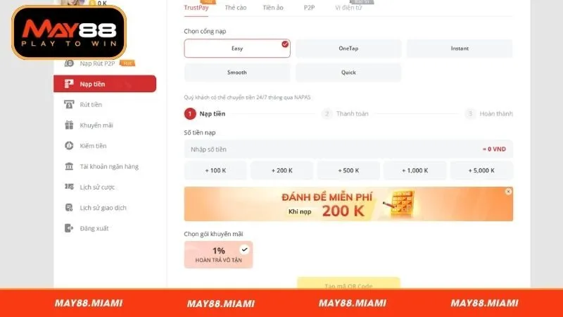 Hướng dẫn nạp tiền May88 dễ dàng, không bị gián đoạn