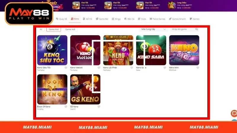Những sản phẩm Keno đáng chọn tại May88