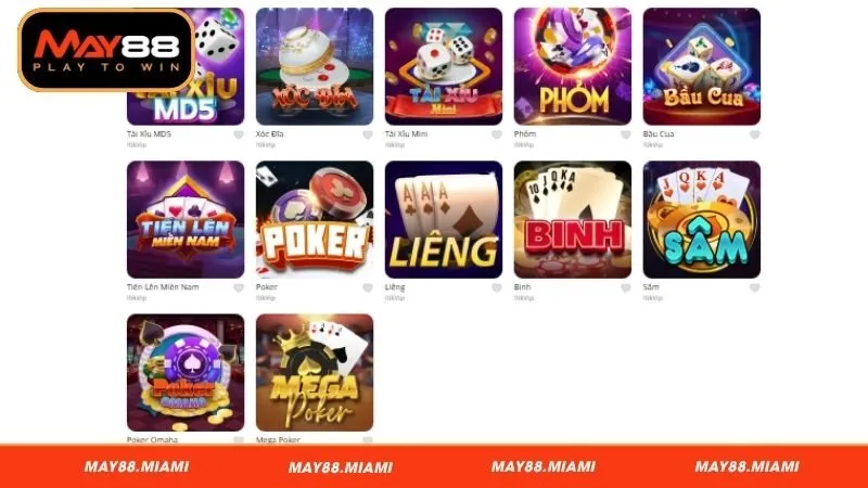 Trải nghiệm sảnh cược game bài online tại May88